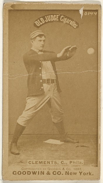 John J. "Jack" Clements, Catcher, Philadelphia, from the Old Judge series (N172) for Old Judge Cigarettes