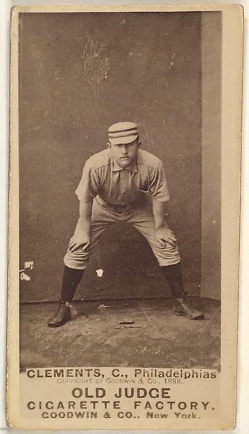 John J. "Jack" Clements, Catcher, Philadelphia, from the Old Judge series (N172) for Old Judge Cigarettes