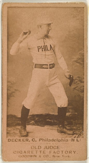 Decker, Catcher, Philadelphia, from the Old Judge series (N172) for Old Judge Cigarettes