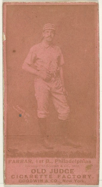 Sidney Douglas Farrar, 1st Base, Philadelphia, from the Old Judge series (N172) for Old Judge Cigarettes by Goodwin & Company, The Metropolitan Museum of Art
