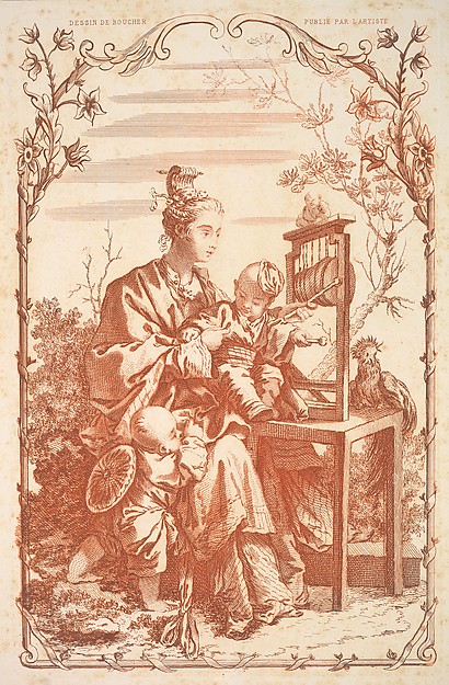 A Woman and Children Playing with a Chinese Gong