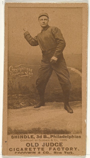 William D. "Billy" Shindle, 3rd Base, Philadelphia, from the Old Judge series (N172) for Old Judge Cigarettes