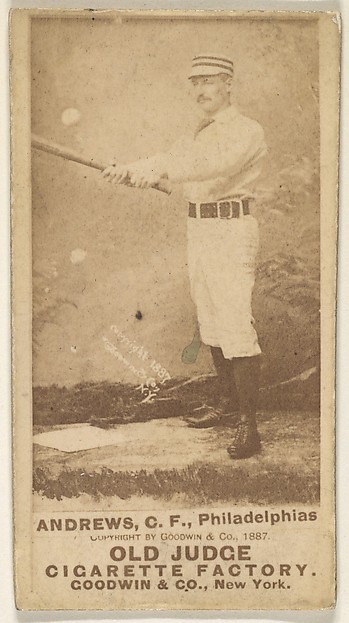 George Edward "Ed" Andrews, Center Field, Philadelphia, from the Old Judge series (N172) for Old Judge Cigarettes