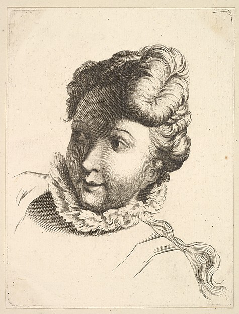 Head of a Woman Wearing a Ruff, from "Livre de Têtes Gravées d'apres F. Boucher et Autres" (Book of Heads Engraved after F. Boucher and Others)