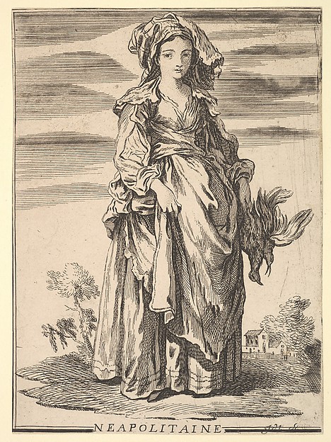 Reverse copy of Neapolitaine, from Recueil de diverses fig.res étrangeres Inventées par F. Boucher P.tre du Roy et Gravées par F. Ravenet (Collection of Various Foreign Figures, Devised by F. Boucher, Painter of the King and Engraved [etched] by F. Ravenet), plate 2