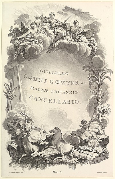 Frontispice pour le "Tombeau du comte William Cowper" (Frontispiece from the "Tomb of William Cowper"), from Tombeaux des Princes, des Grands Capitaines et autres Hommes illustres (Tombs of Princes, Great Captains, and other Illustrious Men) by Nicolas Dauphin de Beauvais, The Metropolitan Museum of Art
