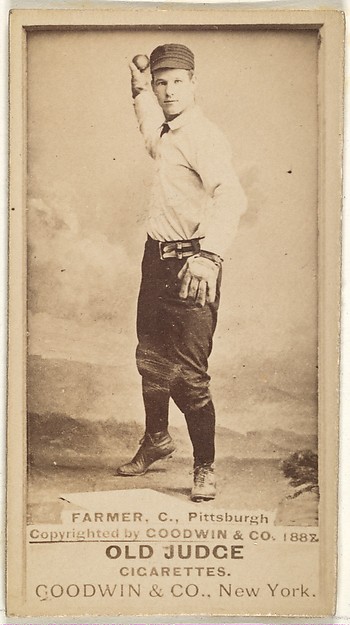 Bill Farmer, Catcher, Pittsburgh, from the Old Judge series (N172) for Old Judge Cigarettes