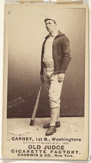 John Joseph "Handsome Jack" Carney, 1st Base, Washington Nationals, from the Old Judge series (N172) for Old Judge Cigarettes