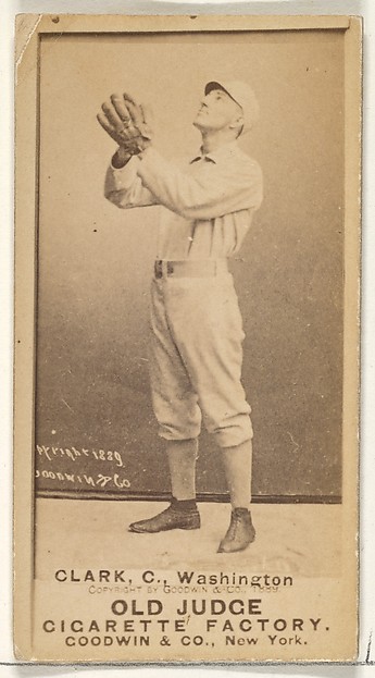 Owen F. "Spider" Clark, Catcher, Washington Nationals, from the Old Judge series (N172) for Old Judge Cigarettes