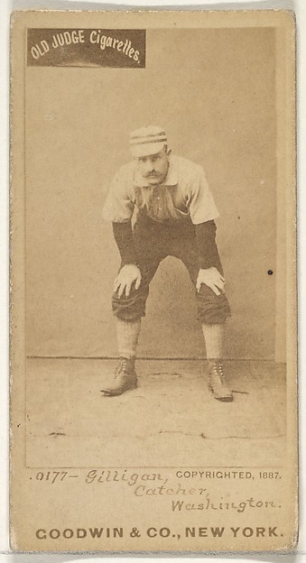Andrew Bernard "Barney" Gilligan, Catcher, Washington Nationals, from the Old Judge series (N172) for Old Judge Cigarettes