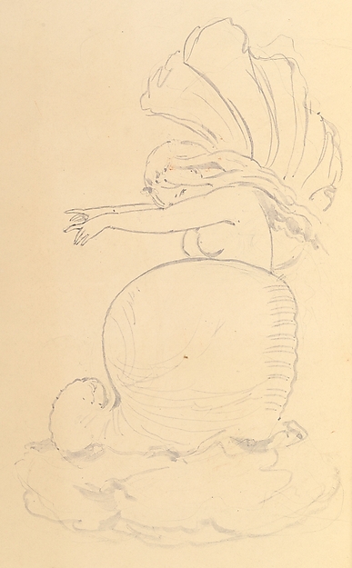 Sketch of a Fairy or Spirit Emerging from a Shell