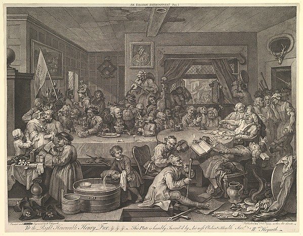 An Election Entertainment, Plate I: Four Prints of an Election