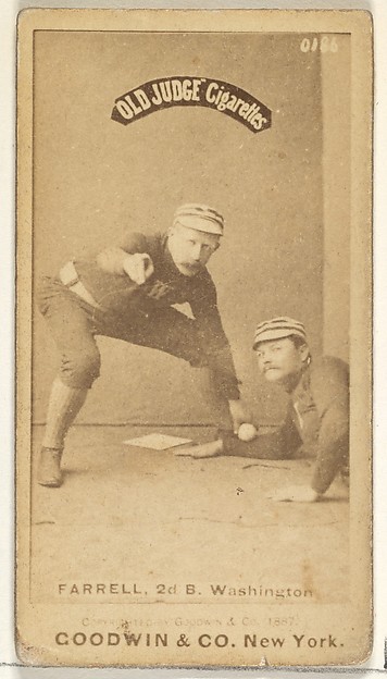 John A. "Jack" Farrell, 2nd Base, Washington Nationals, from the Old Judge series (N172) for Old Judge Cigarettes