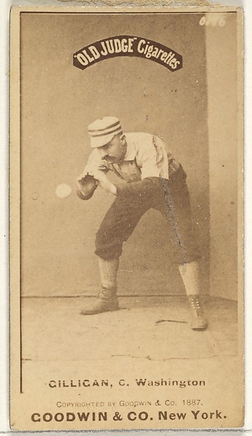 Andrew Bernard "Barney" Gilligan, Catcher, Washington Nationals, from the Old Judge series (N172) for Old Judge Cigarettes