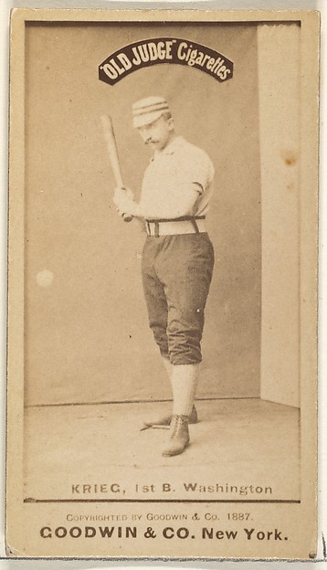 William "Bill" Frederick Krieg, 1st Base, Washington Nationals, from the Old Judge series (N172) for Old Judge Cigarettes by Goodwin & Company, The Metropolitan Museum of Art