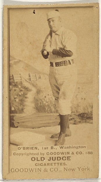 William Smith "Billy" O'Brien, 1st Base, Washington Nationals, from the Old Judge series (N172) for Old Judge Cigarettes