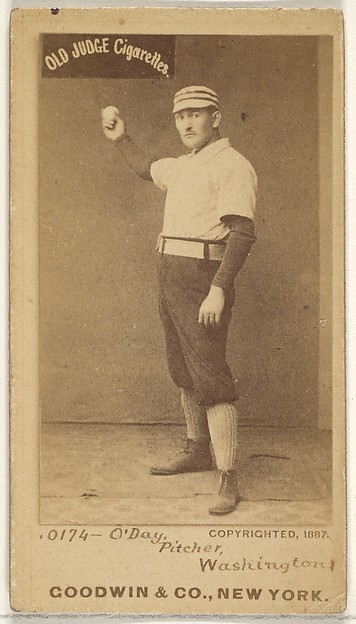 Henry Francis "Hank" O'Day, Pitcher, Washington Nationals, from the Old Judge series (N172) for Old Judge Cigarettes