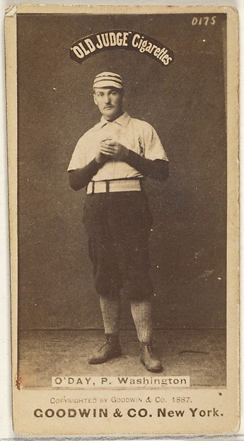 Henry Francis "Hank" O'Day, Pitcher, Washington Nationals, from the Old Judge series (N172) for Old Judge Cigarettes