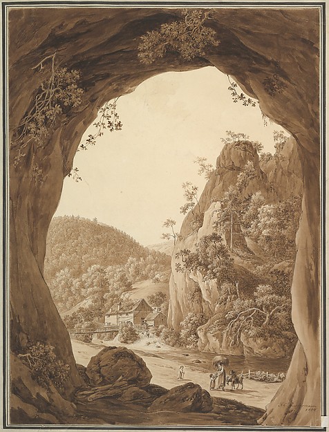 View of a Valley through a Rocky Arch