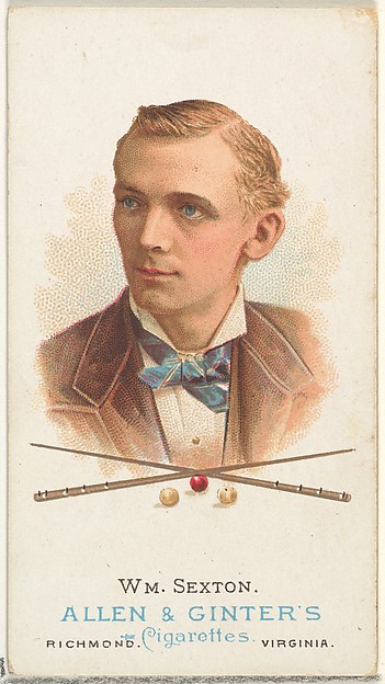 William Sexton, Billiard Player, from World's Champions, Series 1 (N28) for Allen & Ginter Cigarettes
