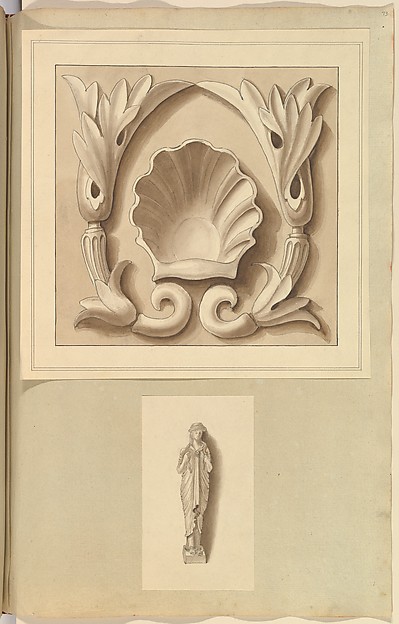 Carved Stone Ornamental Panel and Classical Female Figure