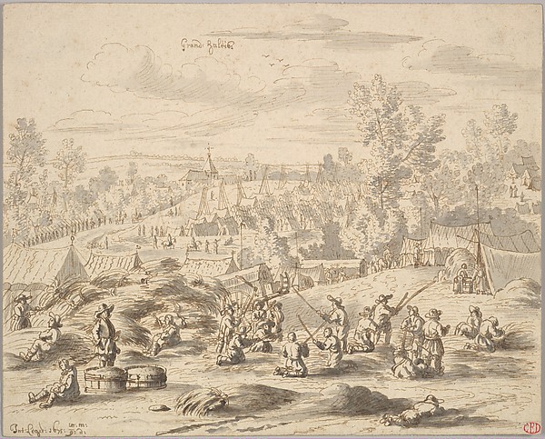 Peasants in a Landscape with a Military Camp in Grand-Hallet