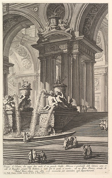 Group of columns which support two arches of a great courtyard... (Gruppo di Colonne, che regge due archi d'un grande Cortile...), from "Prima Parte di Architettura, e Prospettive"