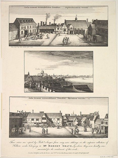 Two Views of Arundel House and London and the Thames as seen from the roof of Arundel House in 1646