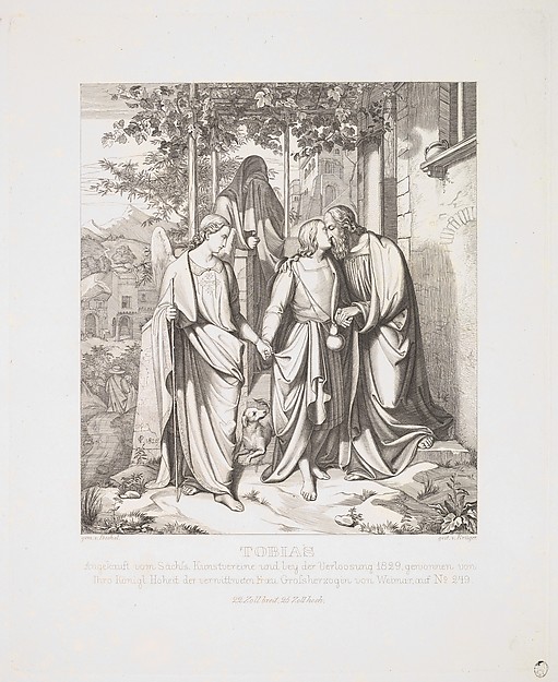 Tobias Takes Leave of his Father by Ferdinand Anton Krüger