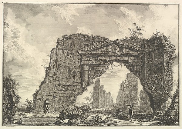 Remains of a covered portico, or a cryptoporticus, in a villa of Domitian, five miles outside Rome on the Frascati road, from Vedute di Roma (Roman Views)