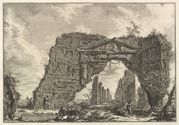 Remains of a covered portico, or a cryptoportiucus, in a villa of Domitian, five miles outside Rome on the Frascati road, from Vedute di Roma (Roman Views)