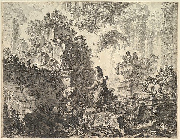 Frontispiece, with Statue of Minerva, from "Vedute di Roma"