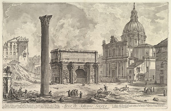 The Arch of Septimius Severus, with the Church of S. Martina on the right (Arco di Settimio Severo), from "Vedute di Roma"