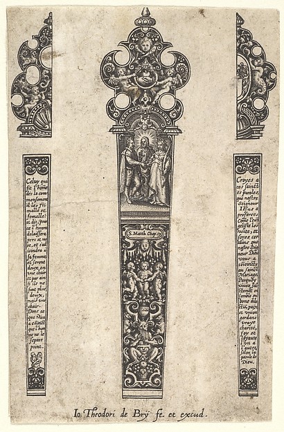 Design for knife handle to commemorate a marriage