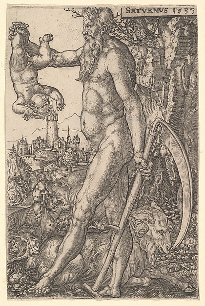 Saturn holding an Infant and a Scythe, from The Seven Planets
