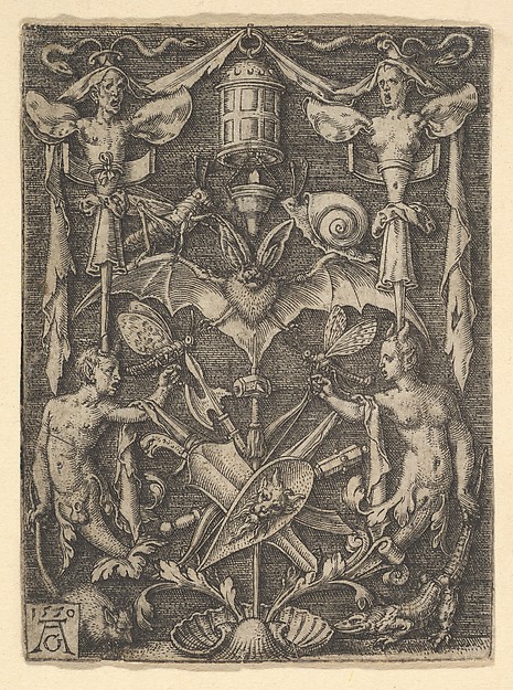 Design for a Candelabra Grotesque with a Bat in the Center