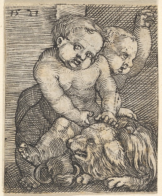 Two Boys Playing with a Dog