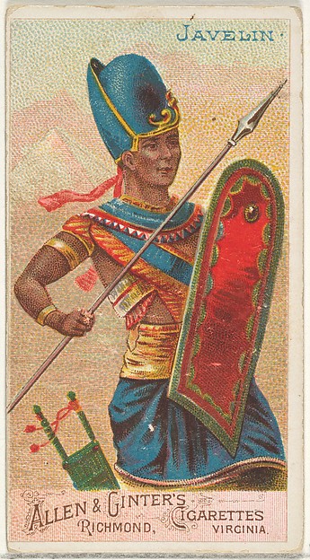 Javelin, from the Arms of All Nations series (N3) for Allen & Ginter Cigarettes Brands