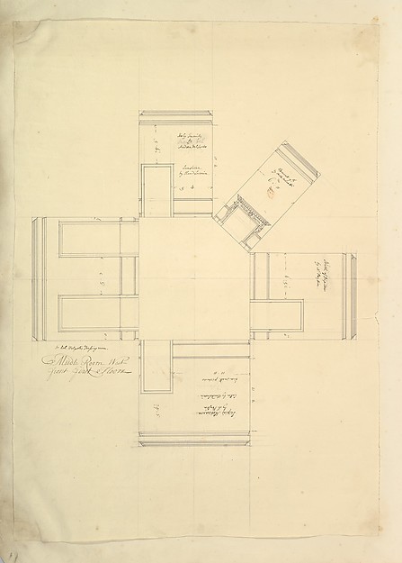 Treasury House, 10 Downing Street, London: Plan of Sir Robert Walpole's Dressing Room (Middle Room, West Front, First Floor)