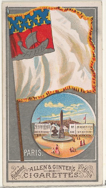 Paris, from the City Flags series (N6) for Allen & Ginter Cigarettes Brands by Allen & Ginter, The Metropolitan Museum of Art