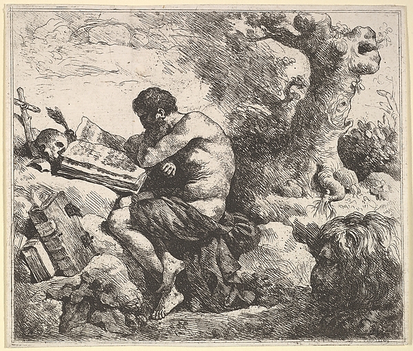 St. Jerome in a Landscape by Jean Jacques Lagrenée