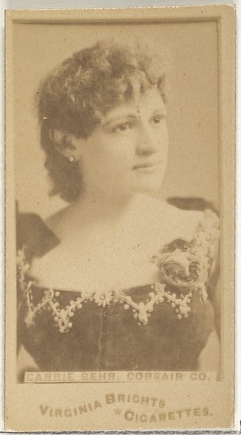 Carrie Behr, Corsair Co., from the Actors and Actresses series (N45, Type 1) for Virginia Brights Cigarettes