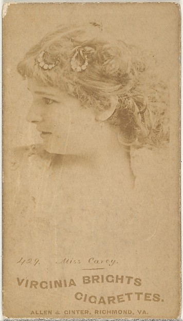 Card 429, Miss Carey, from the Actors and Actresses series (N45, Type 1) for Virginia Brights Cigarettes