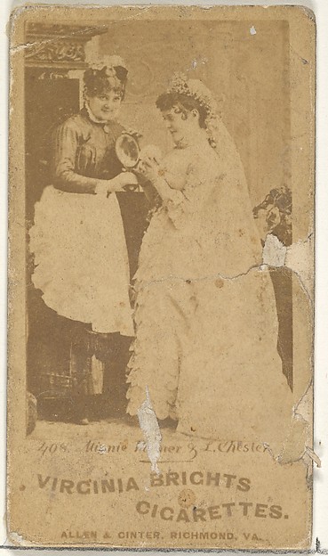 Card 408, Minnie Palmer and L. Chester, from the Actors and Actresses series (N45, Type 1) for Virginia Brights Cigarettes