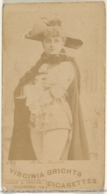 Card 495, Leila Farrell, from the Actors and Actresses series (N45, Type 1) for Virginia Brights Cigarettes