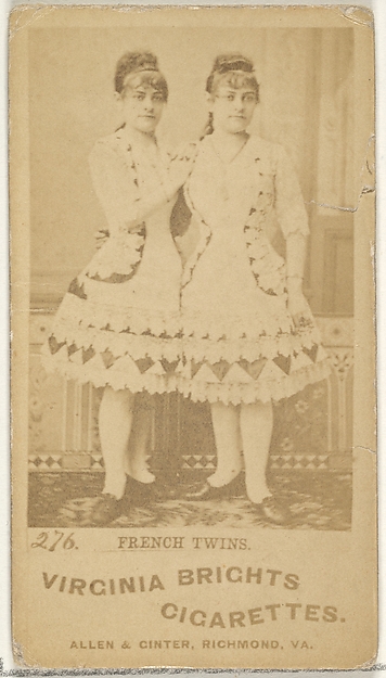 Card 276, French Twins, from the Actors and Actresses series (N45, Type 1) for Virginia Brights Cigarettes