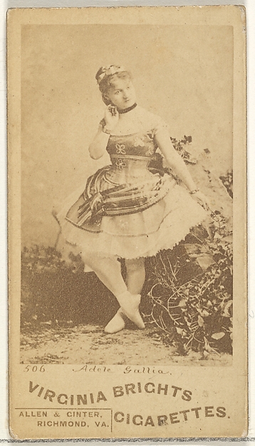 Card 506, Adele Gallia, from the Actors and Actresses series (N45, Type 1) for Virginia Brights Cigarettes