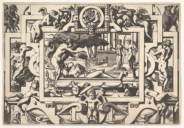 Medea Pours a Magic Potion over Jason (Le roi Aeson tant caduque et chénu en une cuve elle couche tout nu...), from "Jason and the Golden Fleece"