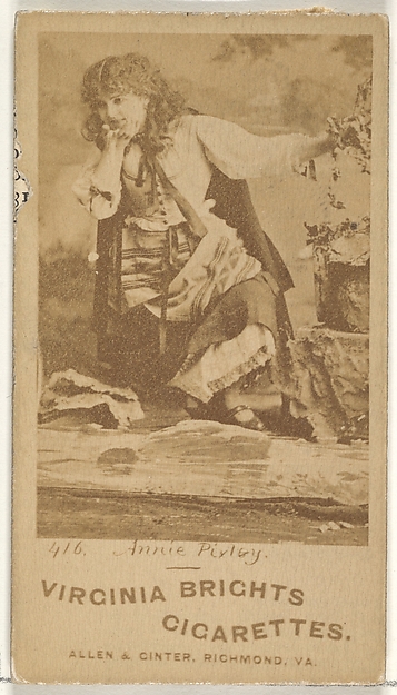 Card 416, Annie Pixley, from the Actors and Actresses series (N45, Type 1) for Virginia Brights Cigarettes