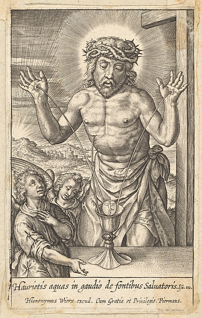 The Blood of the Redeemer Venerated by Two Angels by Hieronymus (Jerome) Wierix